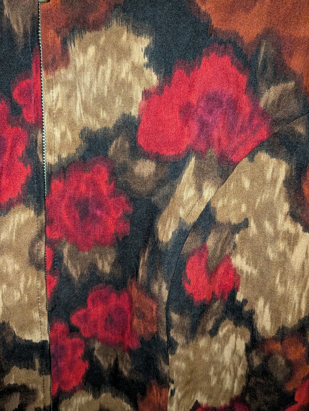 Notations Floral Jacket - Red, Brown & Black Size L - Picture 3 of 5